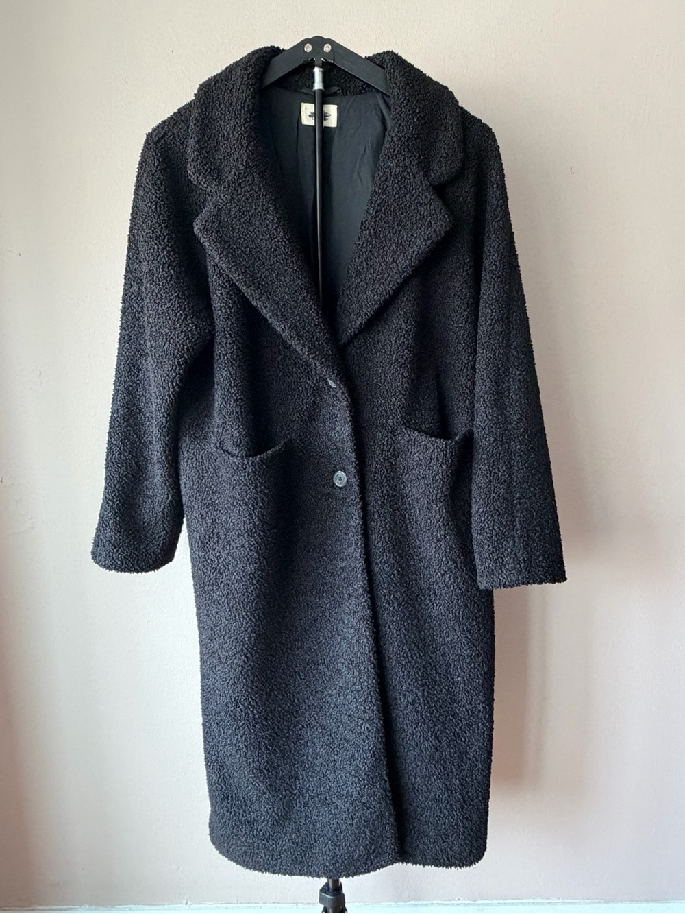 Marine Layer Colette Faux Shearling Longline Oversized Coat Black Size Large - Picture 2 of 10